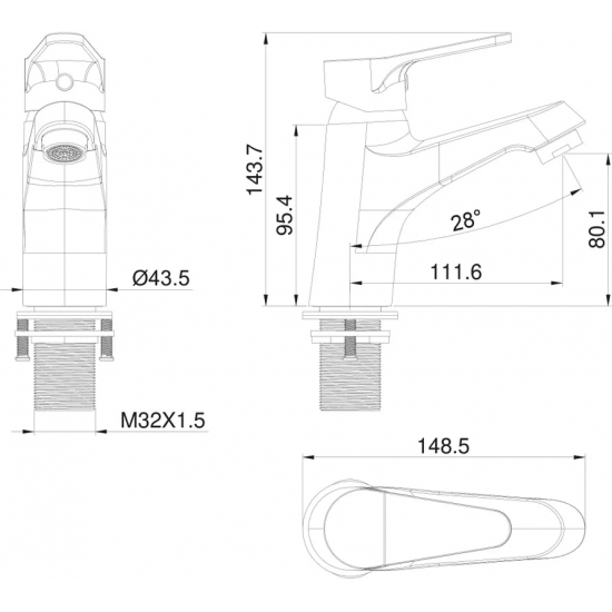 Смеситель для раковины WONZON & WOGHAND WW-A40212-CR хром