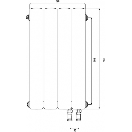 Радиатор биметаллический ROYAL THERMO Piano Forte 500 bianco traffico VDR80  4 секции, белый