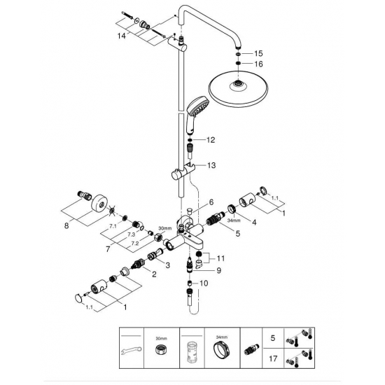 Душевая стойка GROHE Tempesta Cosmopolitan System 250 26672000 с термостатом