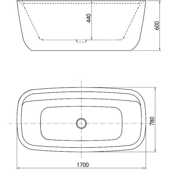 Акриловая ванна AQUANET Fine 260051 170x80 см, овальная, со сливом-переливом, белая матовая