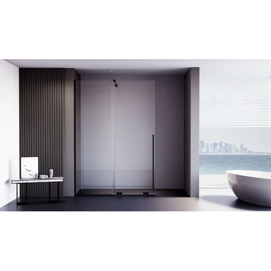 Душевая перегородка VECONI Premium Trento PTDW-50B 100x200 стекло прозрачное, профиль чёрный
