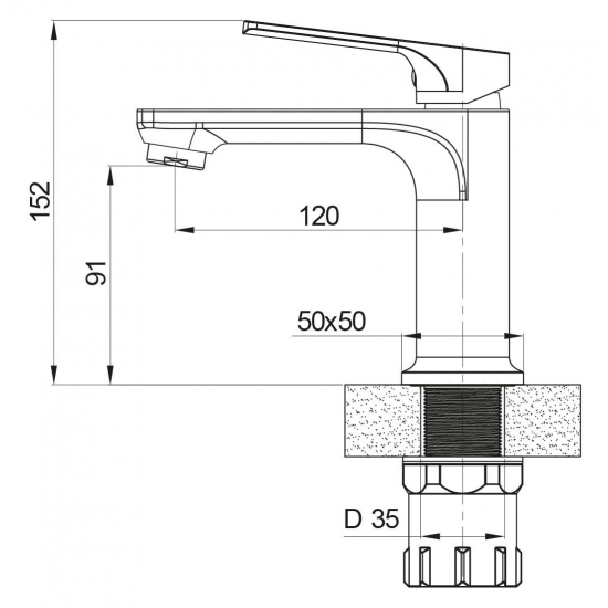 Смеситель для раковины SOLE Abrau S011B, чёрный