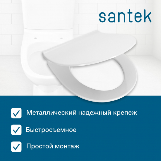 Сиденье для унитаза SANTEK Бореаль 1WH501688 тонкое с микролифтом, быстросъёмное, для подвесной чаши