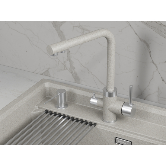 Смеситель для кухни GRANULA 5015 с краном для питьевой воды, базальт