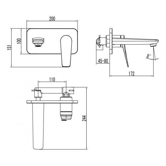 Смеситель для раковины встраиваемый LEMARK Bronx LM3726GM графит