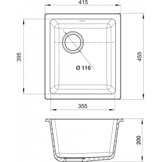 Мойка для кухни RIVELATO Berkana 35 415х455 мм кварцевая, antracite