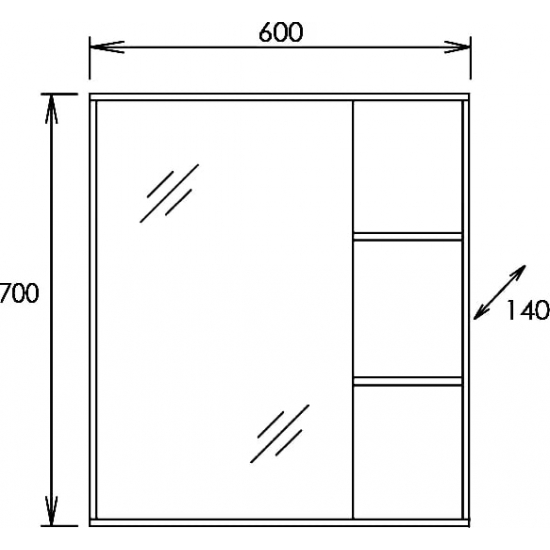Зеркало-шкаф ONIKA Тимбер 60.00У дуб сонома, с полкой