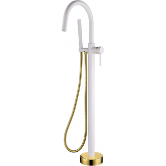 Смеситель для ванны напольный BOHEME Uno 469-WG white, gold