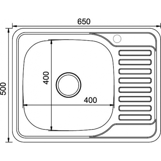 Мойка для кухни MIXLINE 650х500x0,8 мм левая, нержавеющая сталь