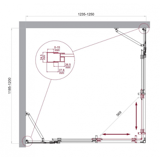 Душевой уголок BelBagno LUCE-AH-22-125/120-C-Cr стекло прозрачное, профиль хром