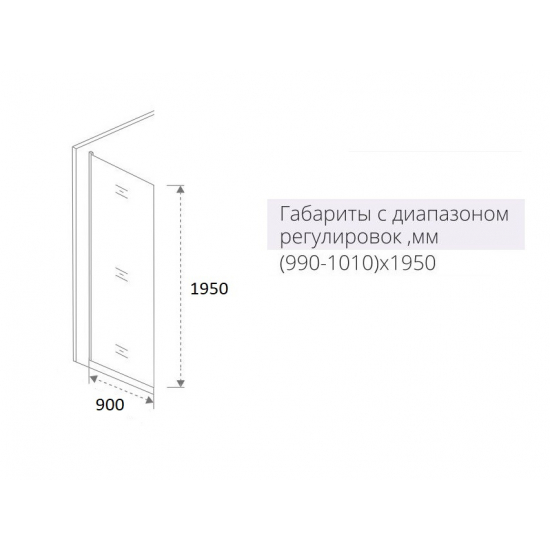 Боковая стенка BAS Good Door Galaxy SP-90-C-B 90x195 стекло прозрачное, профиль чёрный