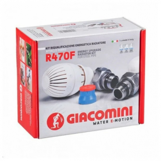 Комплект термостатический GIAKOMINI 1/2" R470FX003 угловой (термоголовка, термостат клапан)