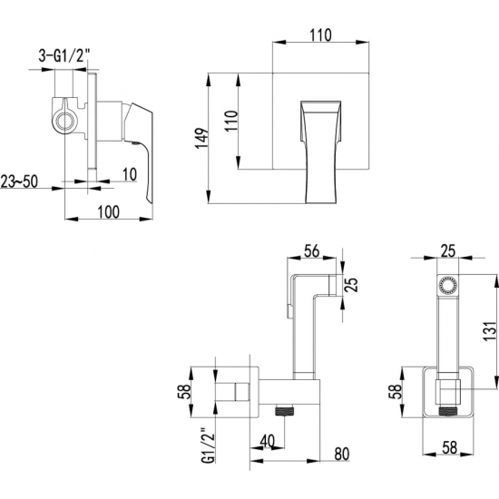 Гигиенический душ LEMARK Unit LM4519C встраиваемый, со смесителем, хром