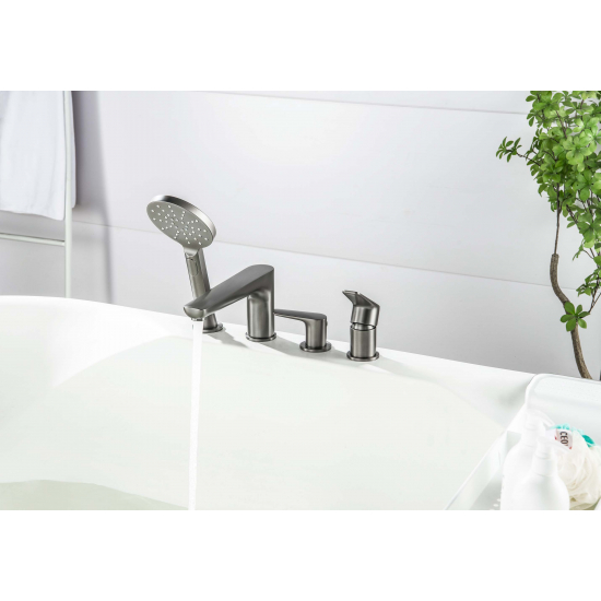 Смеситель на борт ванны AQUATEK Бетта AQ1148BGM на 4 отверстия, оружейная сталь