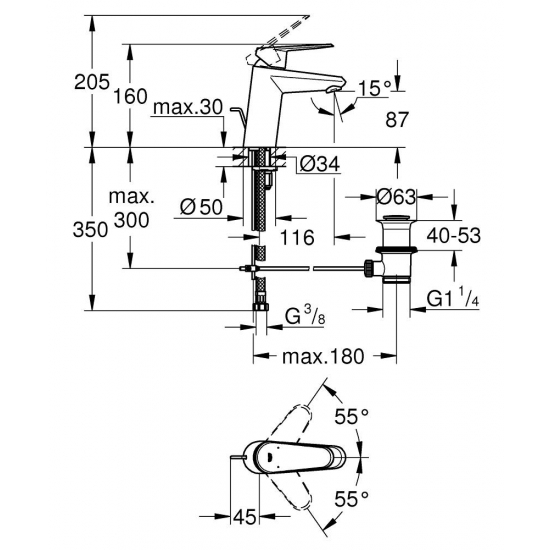 Смеситель для раковины GROHE Eurodisc Cosmopolitan 33190002