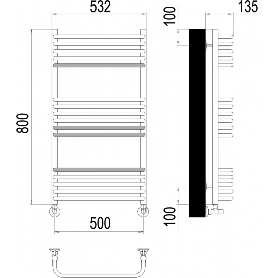 Полотенцесушитель водяной TERMINUS Стандарт П16 500x800