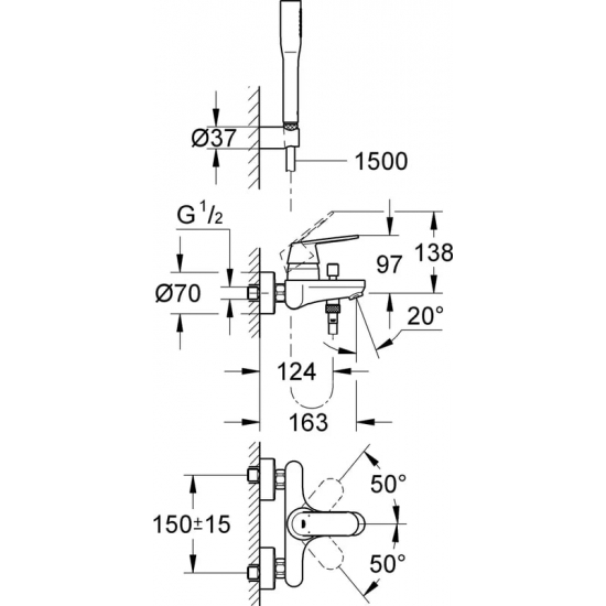 Смеситель для ванны GROHE Eurosmart Cosmopolitan 32832000 хром