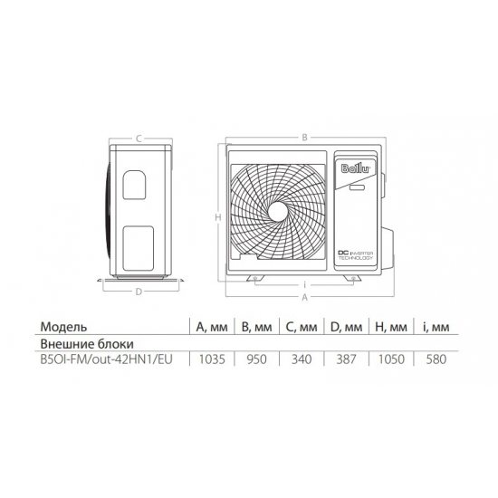 Блок наружний BALLU B5OI-FM/out-42HN1/EU мульти сплит-системы инверторного типа