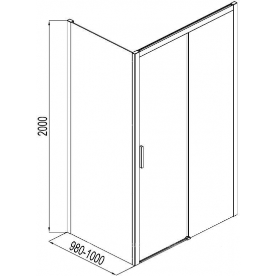 Боковая стенка AQUANET Pleasure AE60-F-100H200U-BT 100x200 стекло прозрачное, профиль чёрный