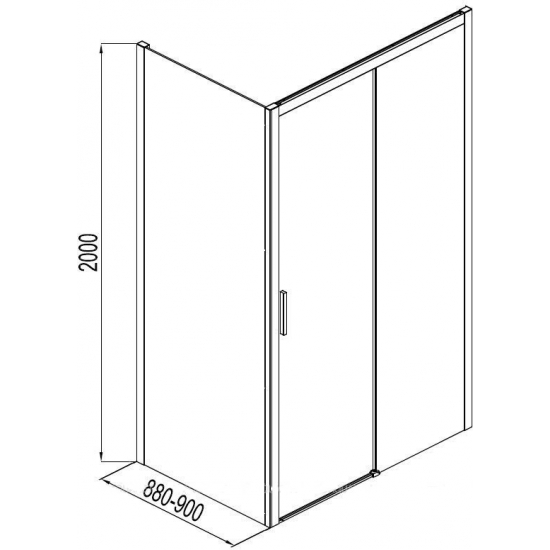 Боковая стенка AQUANET Pleasure AE60-F-90H200U-BT 90x200 стекло прозрачное, профиль чёрный