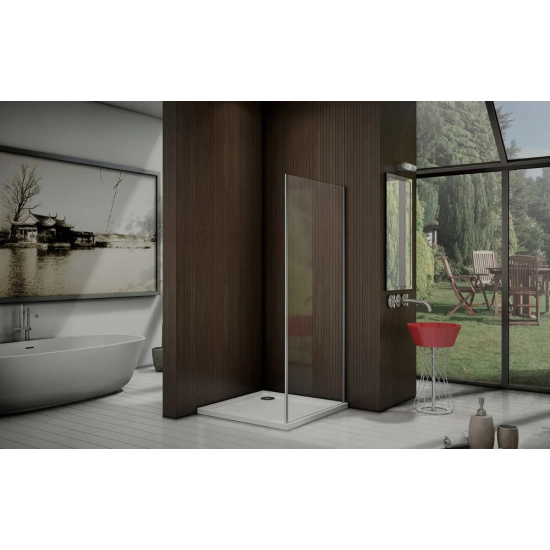 Боковая стенка BAS Good Door Latte SP-100-C-WE 100x185 стекло прозрачное, профиль хром