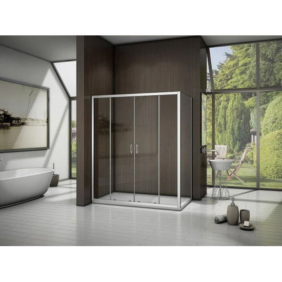 Боковая стенка BAS Good Door Latte SP-100-C-WE 100x185 стекло прозрачное, профиль хром