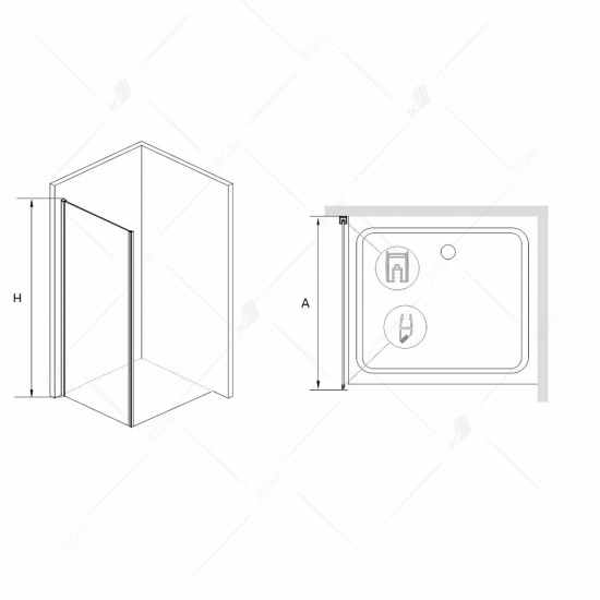 Боковая стенка RGW Z-14 80x195 стекло прозрачное, профиль хром