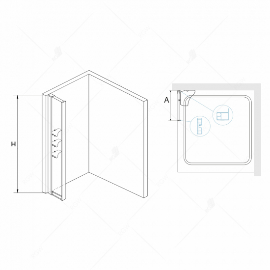 Боковая стенка RGW Z-42 30x195 стекло прозрачное, профиль хром