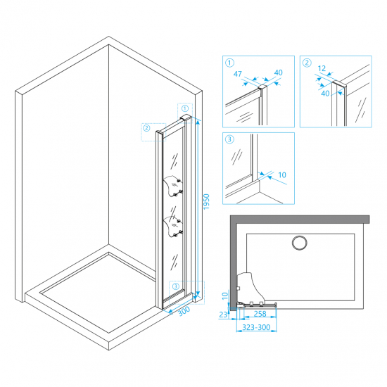 Боковая стенка RGW Z-42 30x195 стекло прозрачное, профиль хром