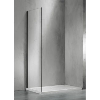 Боковая стенка SANTREK AQUA Evo-SP-1000-C-Matt Black 100x195 стекло прозрачное, профиль чёрный