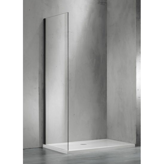 Боковая стенка SANTREK AQUA Evo-SP-1000-C-Matt Black 100x195 стекло прозрачное, профиль чёрный