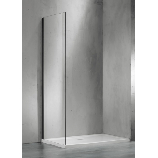 Боковая стенка SANTREK AQUA Evo-SP-800-C-Matt Black 80x195 стекло прозрачное, профиль чёрный