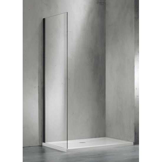 Боковая стенка SANTREK AQUA Evo-SP-800-C-Matt Black 80x195 стекло прозрачное, профиль чёрный