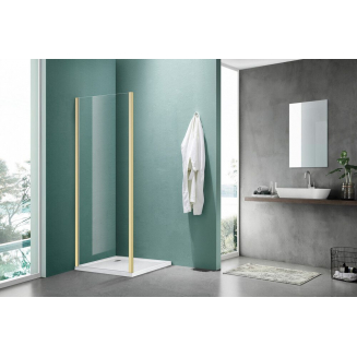 Боковая стенка SANTREK AQUA Iris-SP-1000-C-Brushed Gold 100x185 стекло прозр., профиль браш. золото