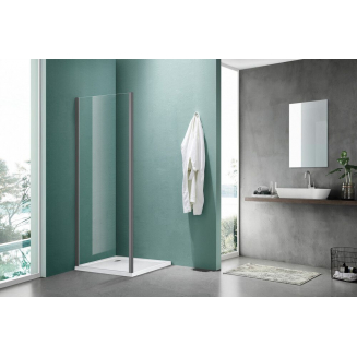 Боковая стенка SANTREK AQUA Lea-SP-1000-C-Chrome 100x185 стекло прозрачное, профиль графит