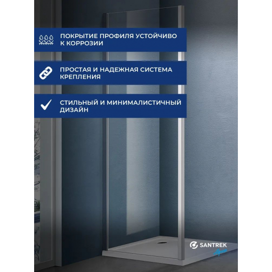 Боковая стенка SANTREK AQUA Lea-SP-1000-C-Chrome 100x185 стекло прозрачное, профиль хром