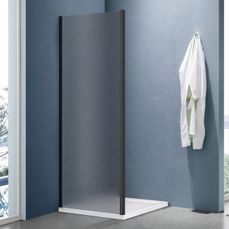 Боковая стенка SANTREK AQUA Lea-SP-800-G-Matt Black 80x185 стекло грейп, профиль чёрный