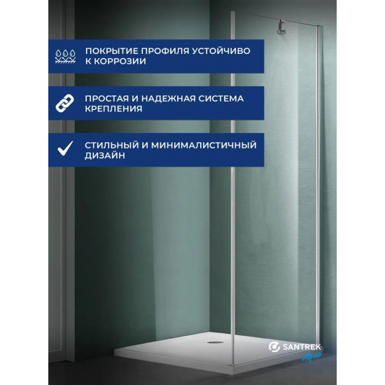 Боковая стенка SANTREK AQUA Luna-SP-800-C-Chrome 80x185 стекло прозрачное, профиль хром