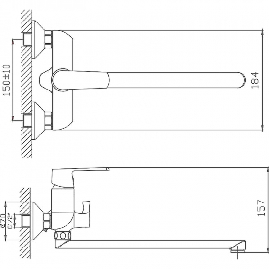 Смеситель для ванны HAIBA HB804 HB22804 белый/хром
