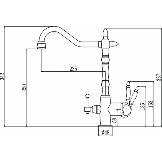 Смеситель для кухни с подключением к фильтру с питьевой водой SAVOL S-L1803B золото
