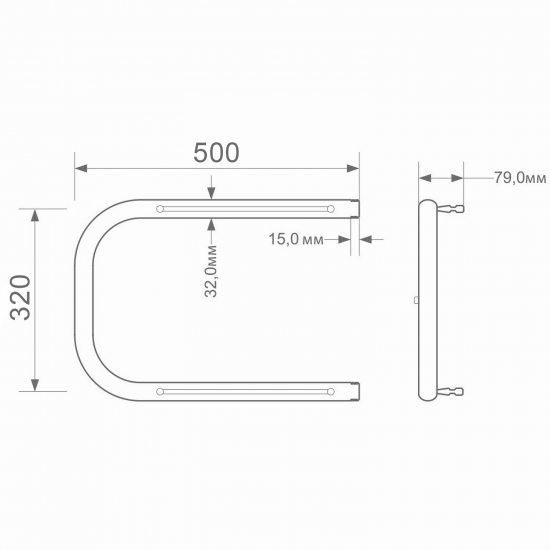 Полотенцесушитель водяной ZOX П-образный 32x50 1'' полка