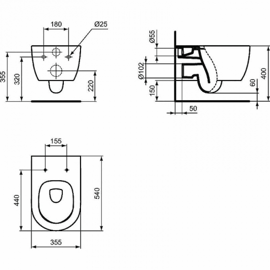 Унитаз подвесной IDEAL STANDARD Blend Сurve T374901 с микролифтом