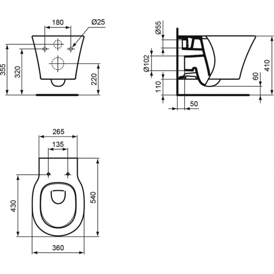 Унитаз подвесной IDEAL STANDARD Connect Air AquaBlade E005401 сиденье микролифт E036601