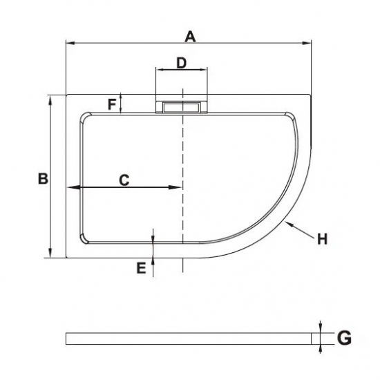 Душевой поддон RGW GWS-41L 90x120 литьевой мрамор, левосторонний
