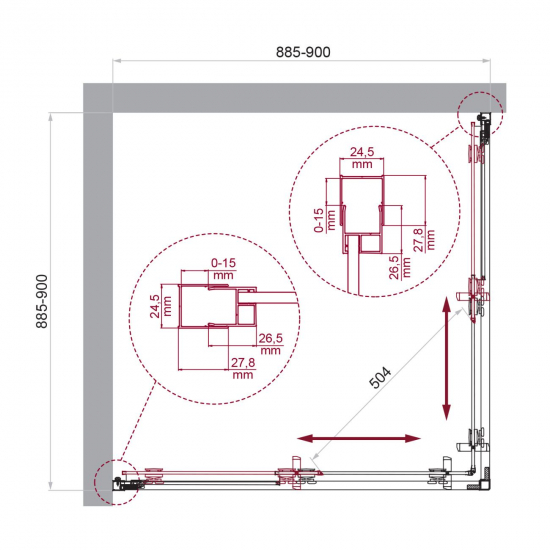 Душевой уголок BelBagno LUCE-A-2-90-C-Cr стекло прозрачное, профиль хром