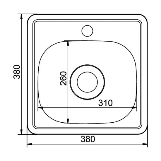 Мойка для кухни MIXLINE 380х380x0,6 мм нержавеющая сталь