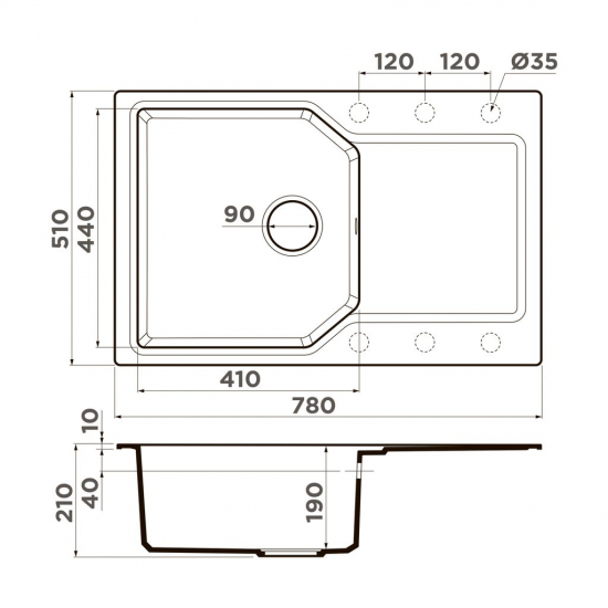 Мойка для кухни OMOIKIRI Yonaka 78 чаша+крыло 780х510 мм, leningrad grey