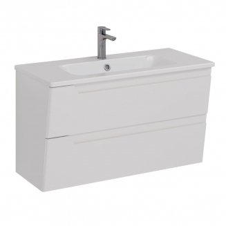 Тумба для комплекта LEMARK Miano 100 подвесная, 2 ящика, белая, под раковину Эйфория 100