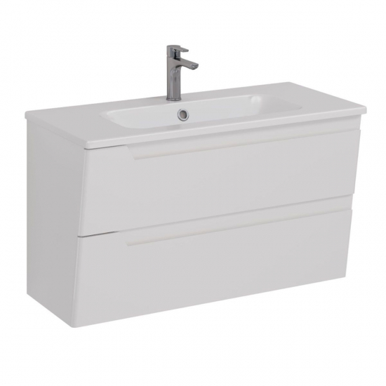 Тумба для комплекта LEMARK Miano 100 подвесная, 2 ящика, белая, под раковину Эйфория 100