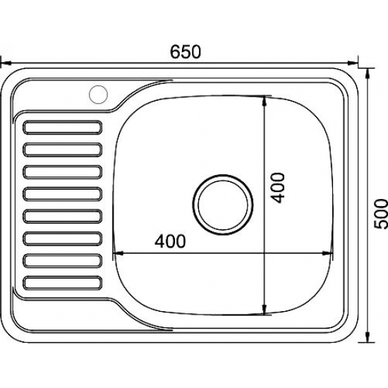 Мойка для кухни MIXLINE 650х500x0,8 мм правая, нержавеющая сталь